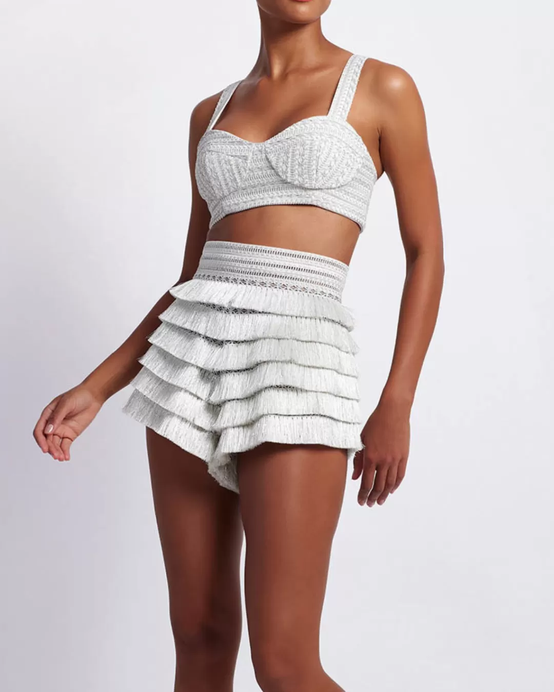 PatBO METALLIC WOVEN CROPPED TOP Silver Cheap