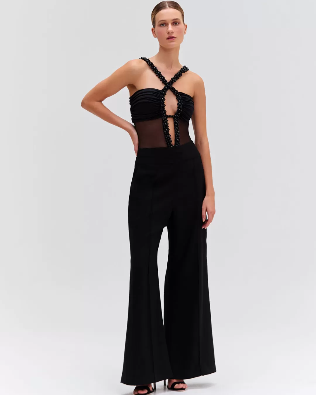 PatBO Moonlight Cross-Front Bodysuit Black Cheap