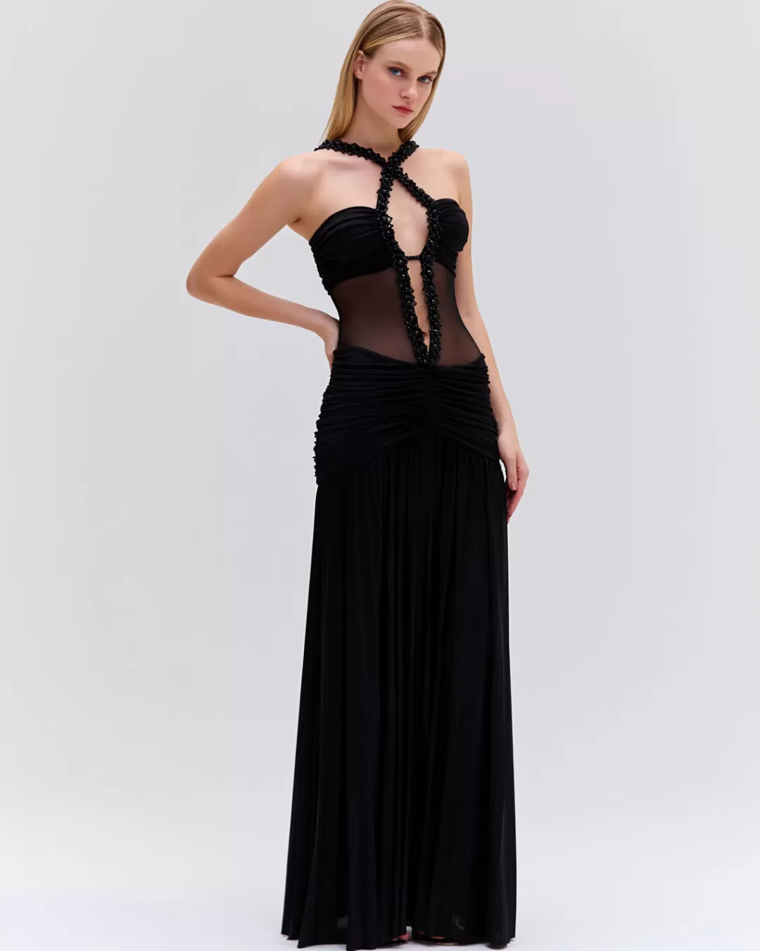 PatBO Moonlight Cross-Front Maxi Dress Black Flash Sale
