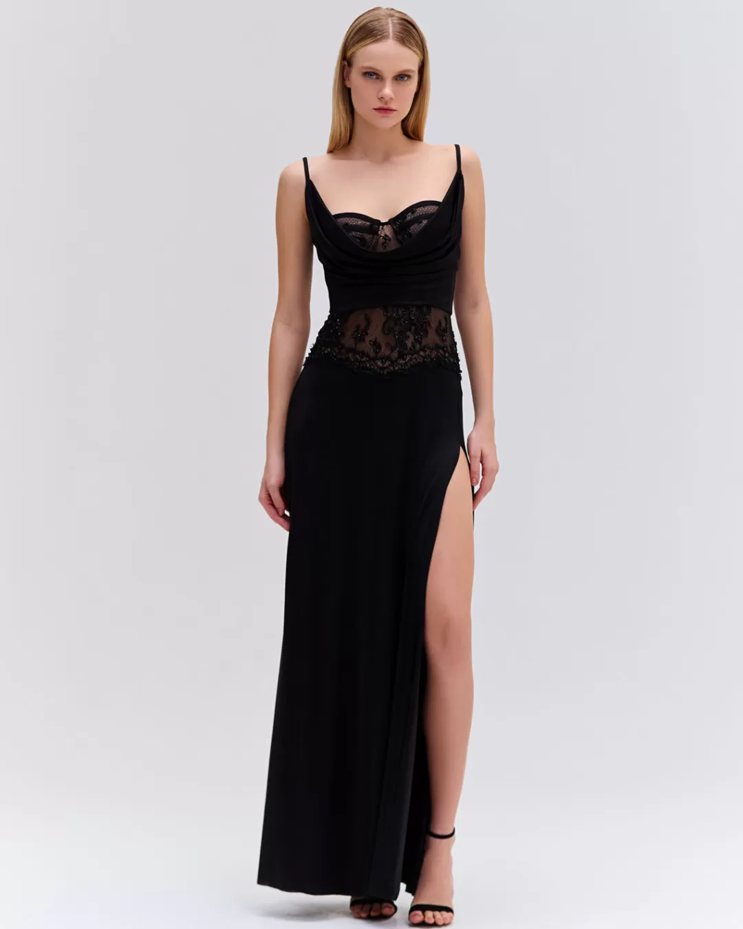 PatBO Moonlight Lace Maxi Dress Black Discount