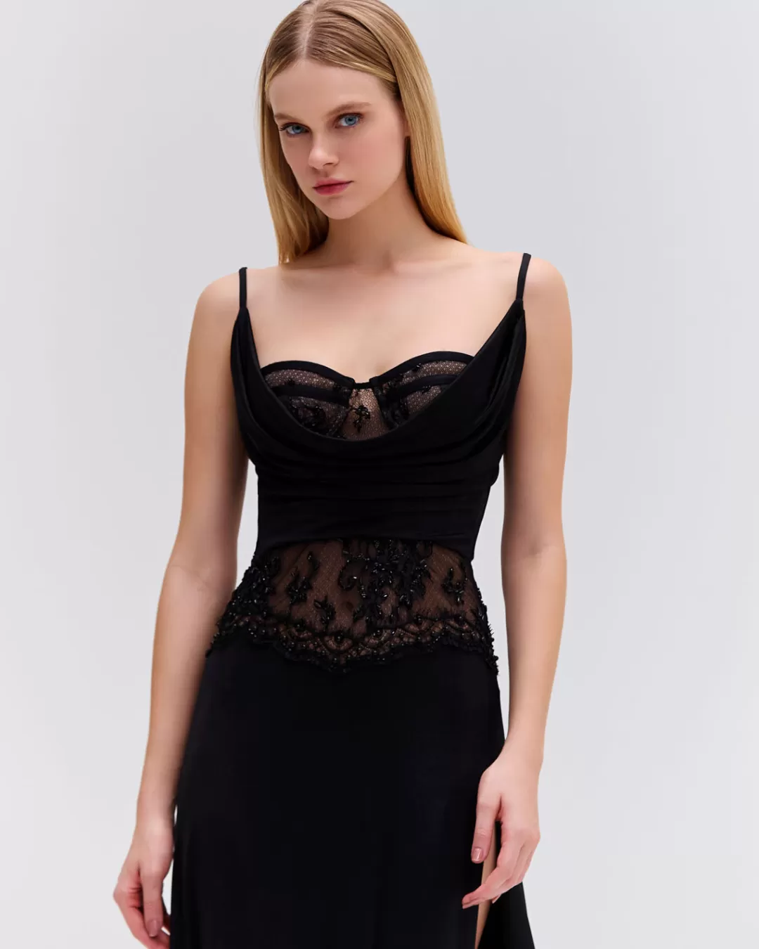 PatBO Moonlight Lace Maxi Dress Black Discount