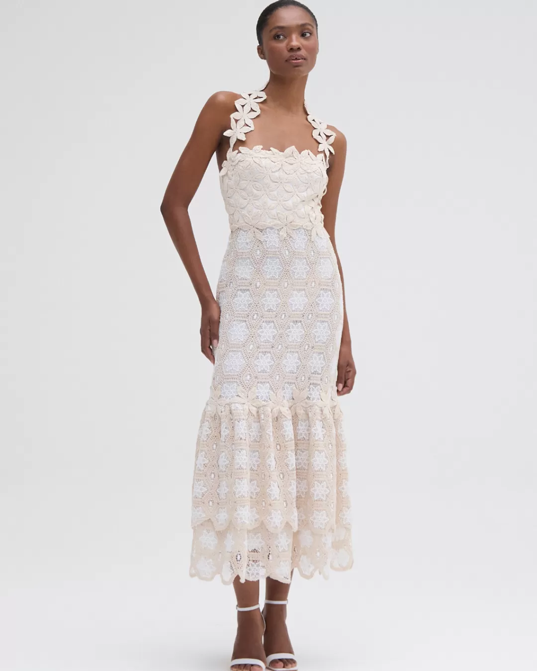 PatBO NATURAL CROCHET MIDI DRESS Offwhite Online