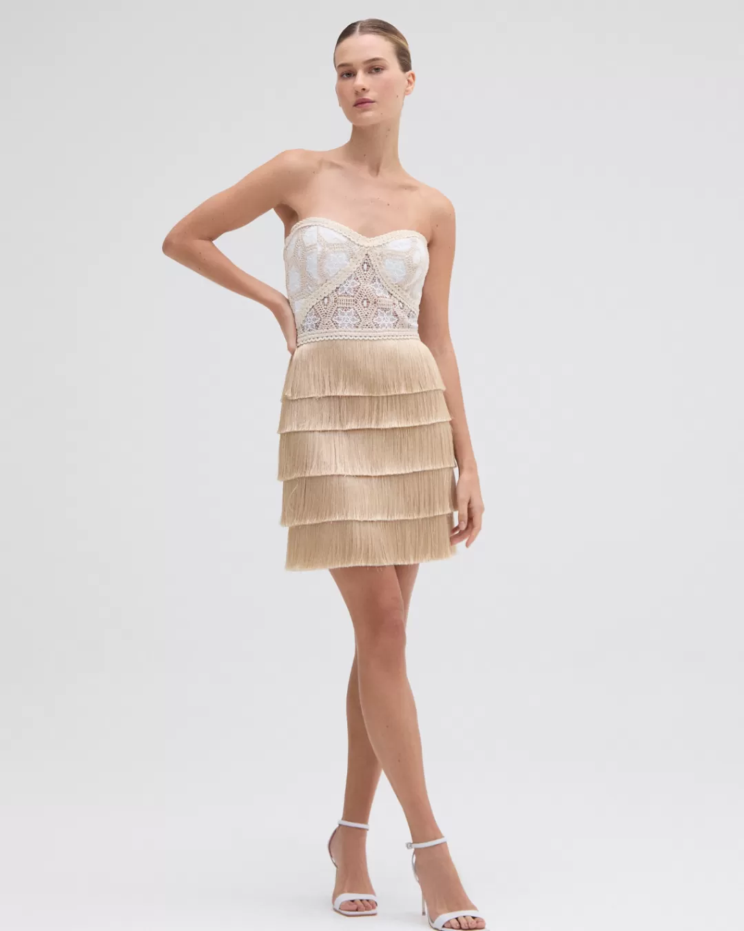 PatBO NATURAL CROCHET MINI DRESS Offwhite Clearance