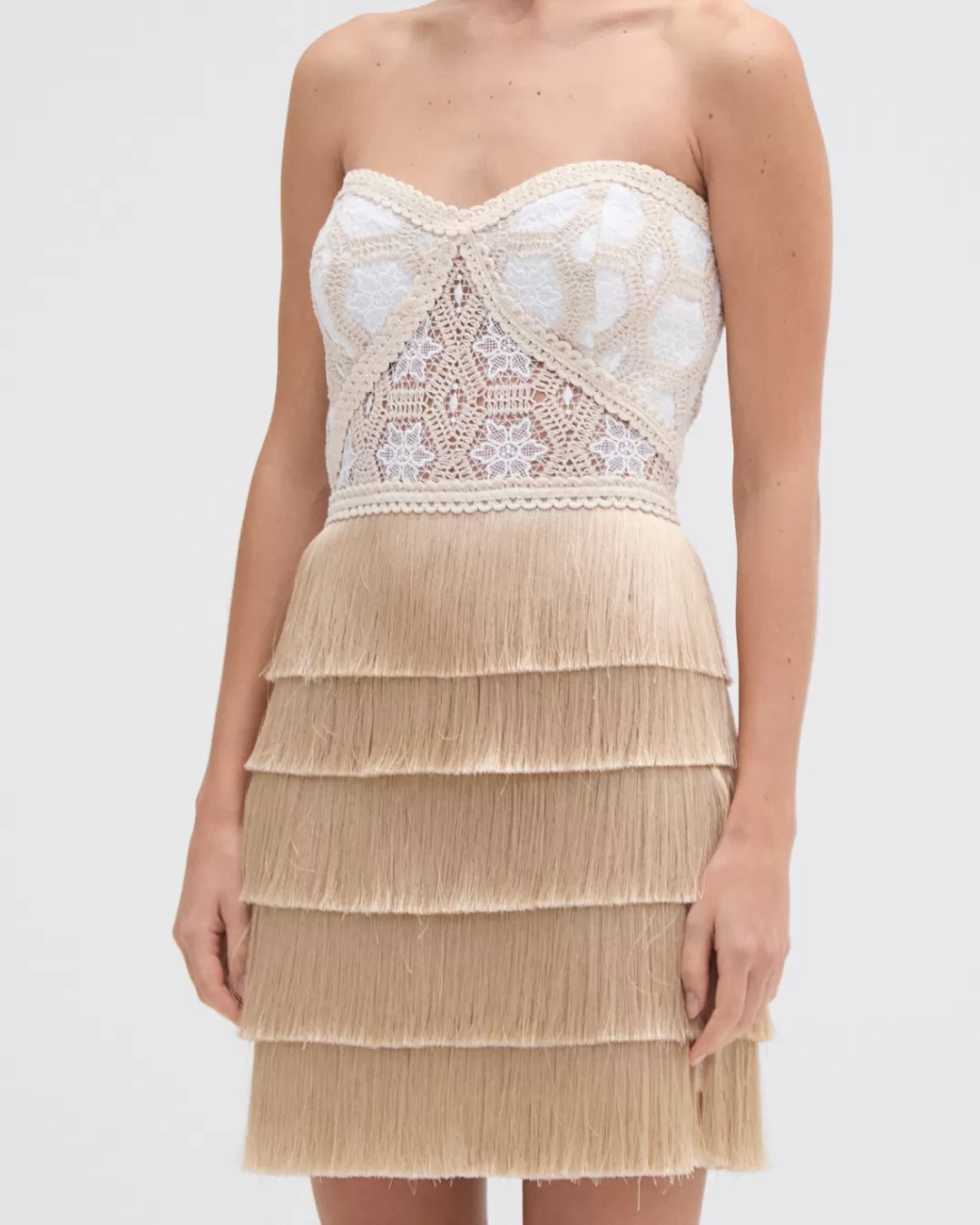 PatBO NATURAL CROCHET MINI DRESS Offwhite Clearance