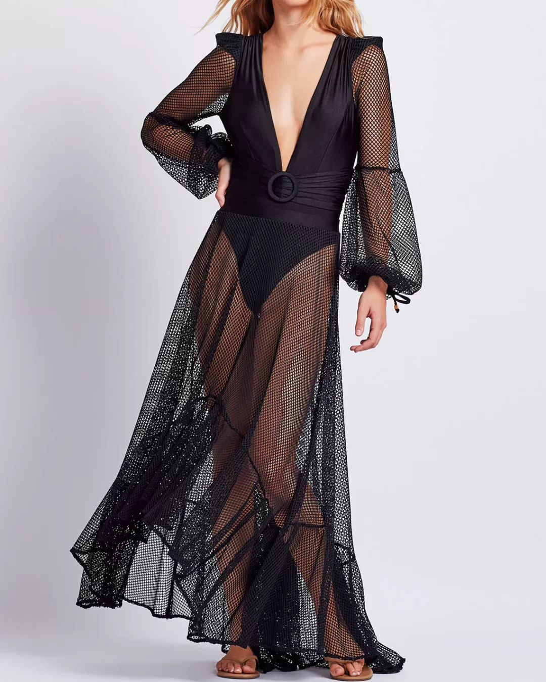 PatBO Netted Beach Skirt Black Best