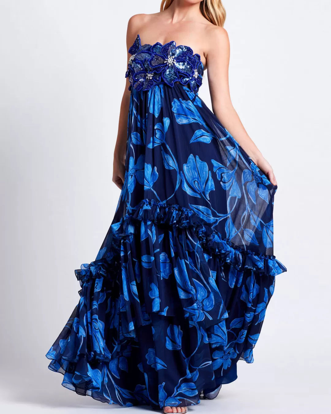 PatBO Nightflower Beaded Strapless Gown (FINAL SALE) Indigo Fashion