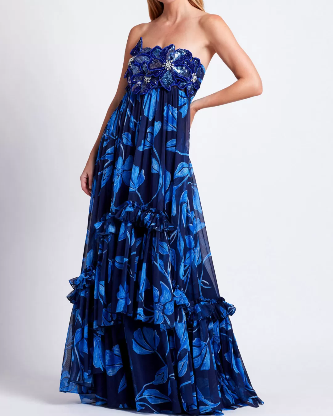 PatBO Nightflower Beaded Strapless Gown (FINAL SALE) Indigo Fashion