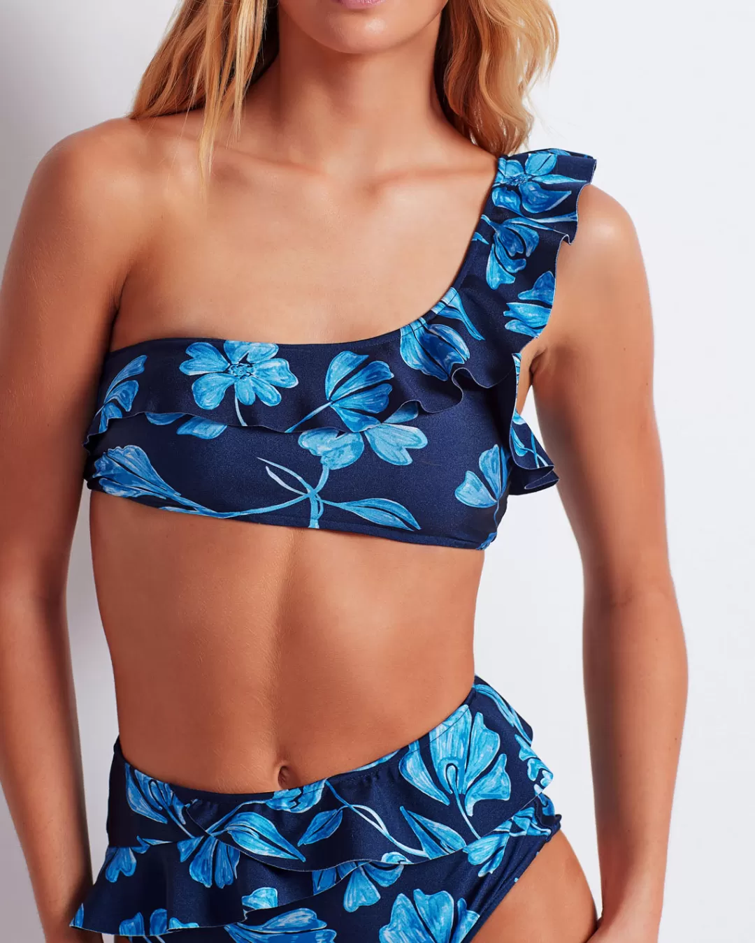 PatBO Nightflower One Shoulder Bikini Top (FINAL SALE) Indigo Outlet