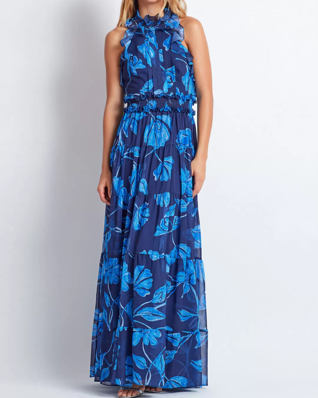 PatBO Nightflower Open Back Maxi Dress (FINAL SALE) Indigo New