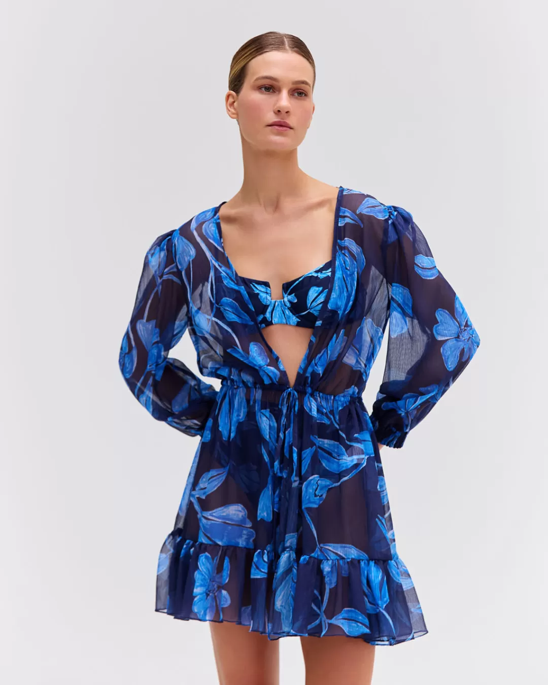 PatBO Nightflower Short Robe (FINAL SALE) Indigo Fashion