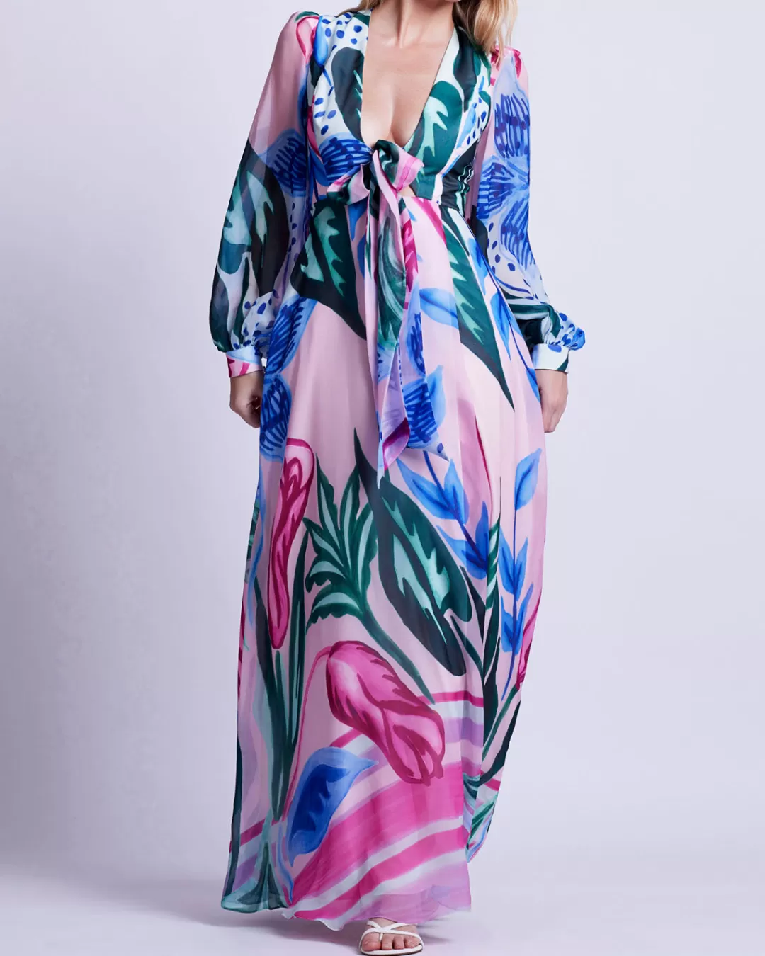 PatBO Nova Flora Deep V Maxi Dress (FINAL SALE) Pink Fashion