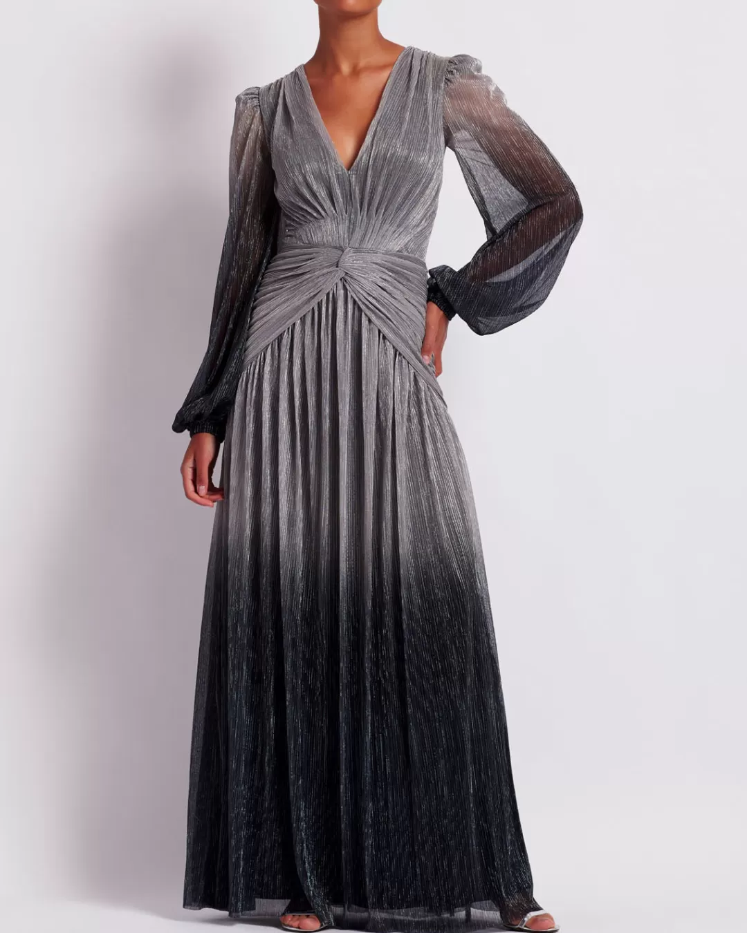 PatBO OMBRE LUREX PLUNGE GOWN (FINAL SALE) Silver Discount
