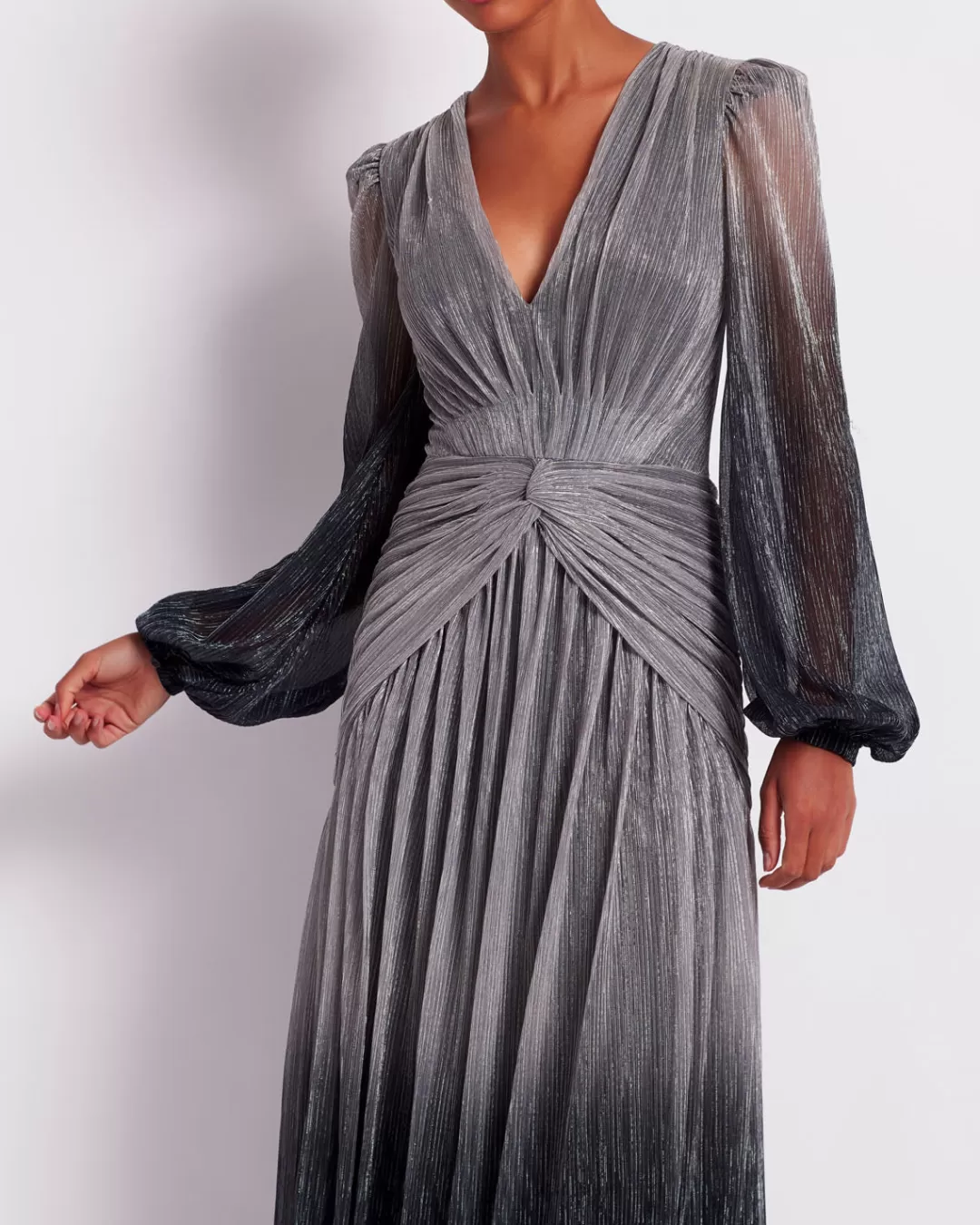 PatBO OMBRE LUREX PLUNGE GOWN (FINAL SALE) Silver Discount