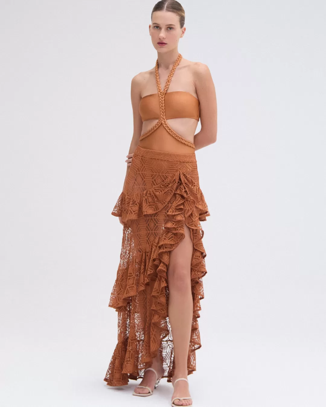 PatBO PINE LACE BEACH SKIRT Brown Cheap