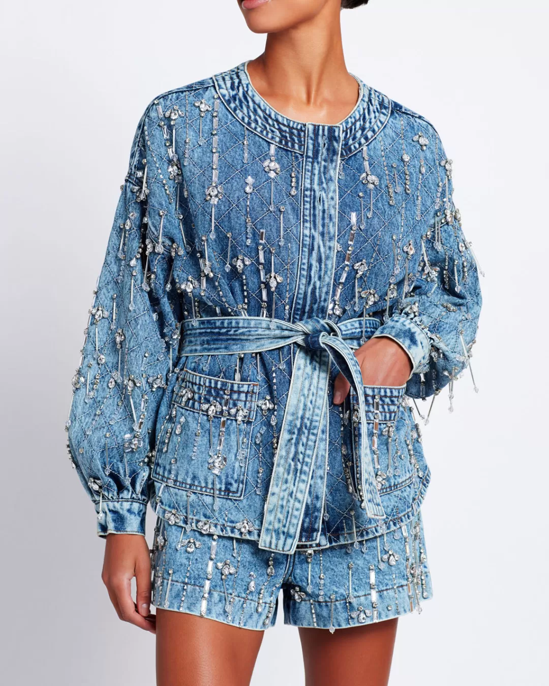 PatBO Rhinestone Beaded Jacket (FINAL SALE) Denim Flash Sale