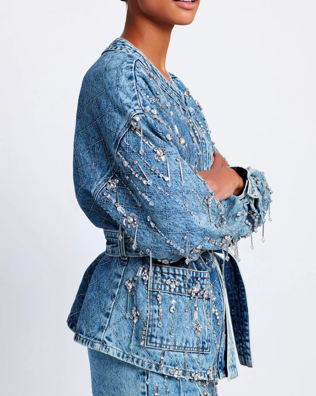 PatBO Rhinestone Beaded Jacket (FINAL SALE) Denim Flash Sale