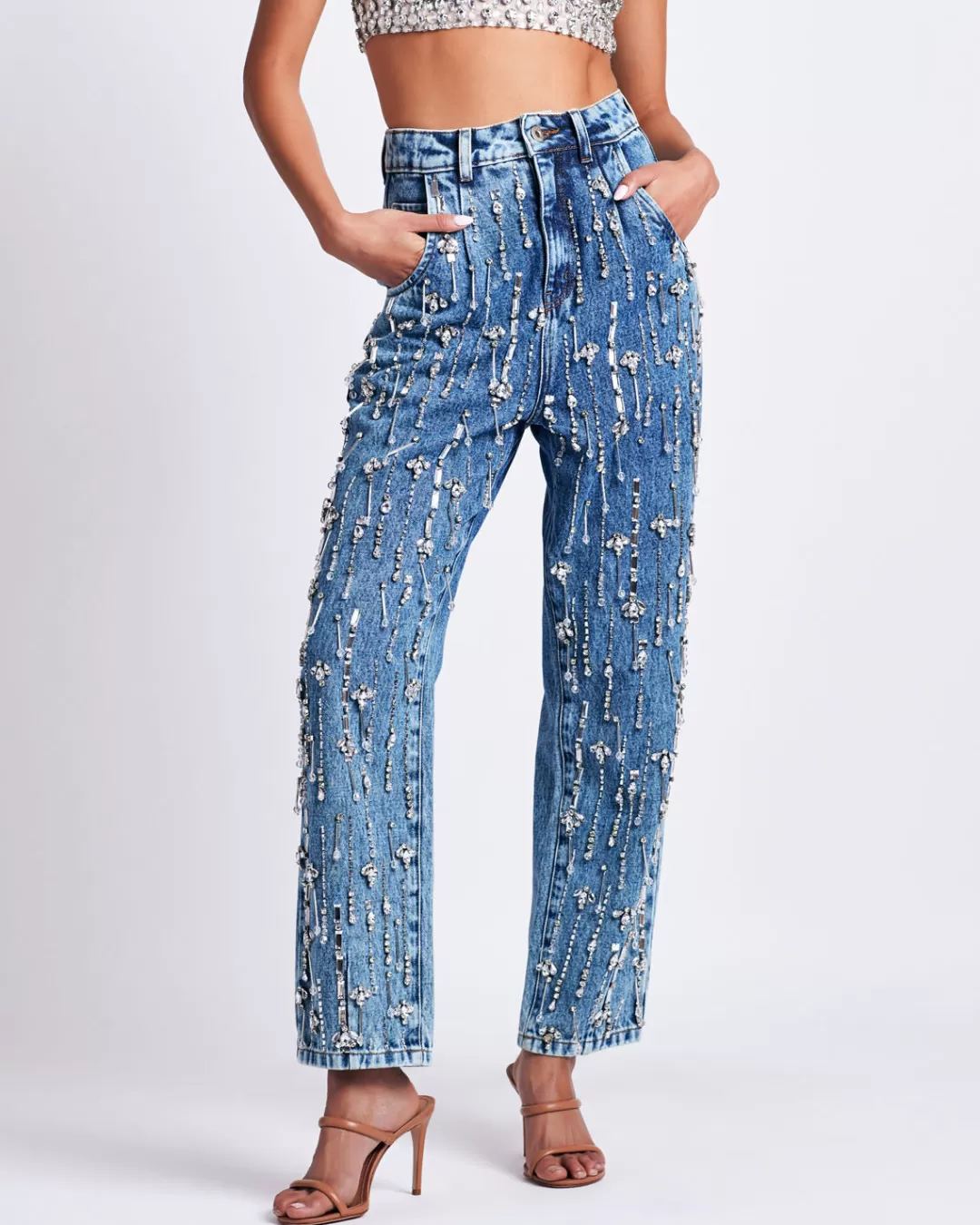 PatBO Rhinestone Beaded Jeans Denim Store