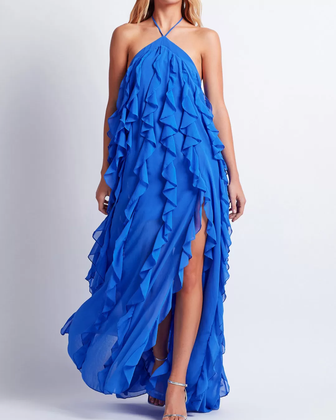 PatBO RUFFLE HALTERNECK MAXI DRESS (FINAL SALE) Ultramarine Best Sale