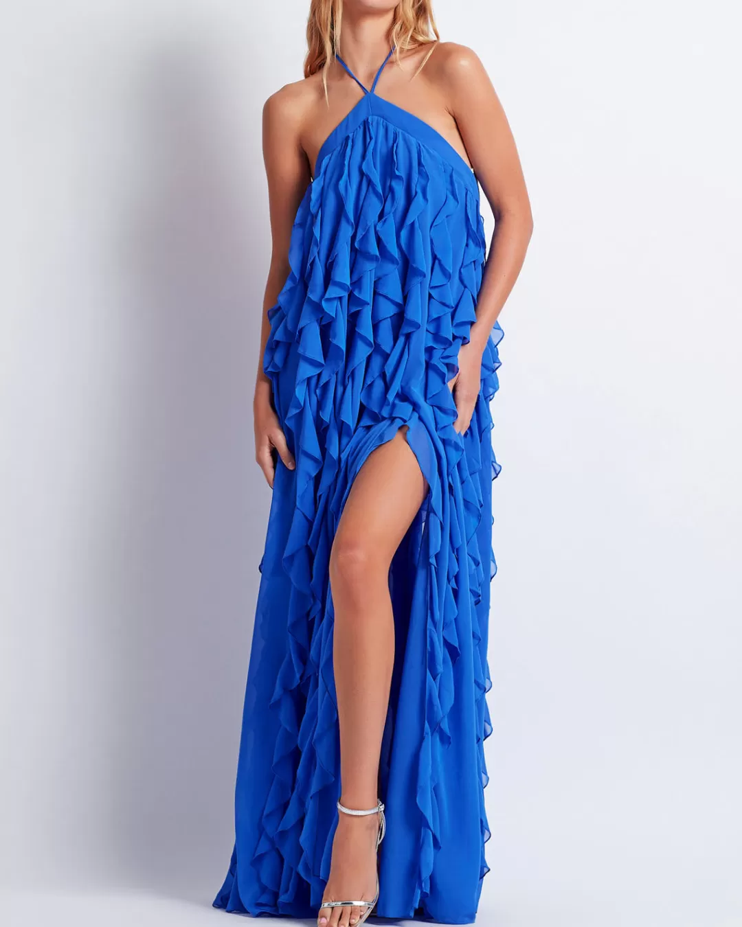 PatBO RUFFLE HALTERNECK MAXI DRESS (FINAL SALE) Ultramarine Best Sale