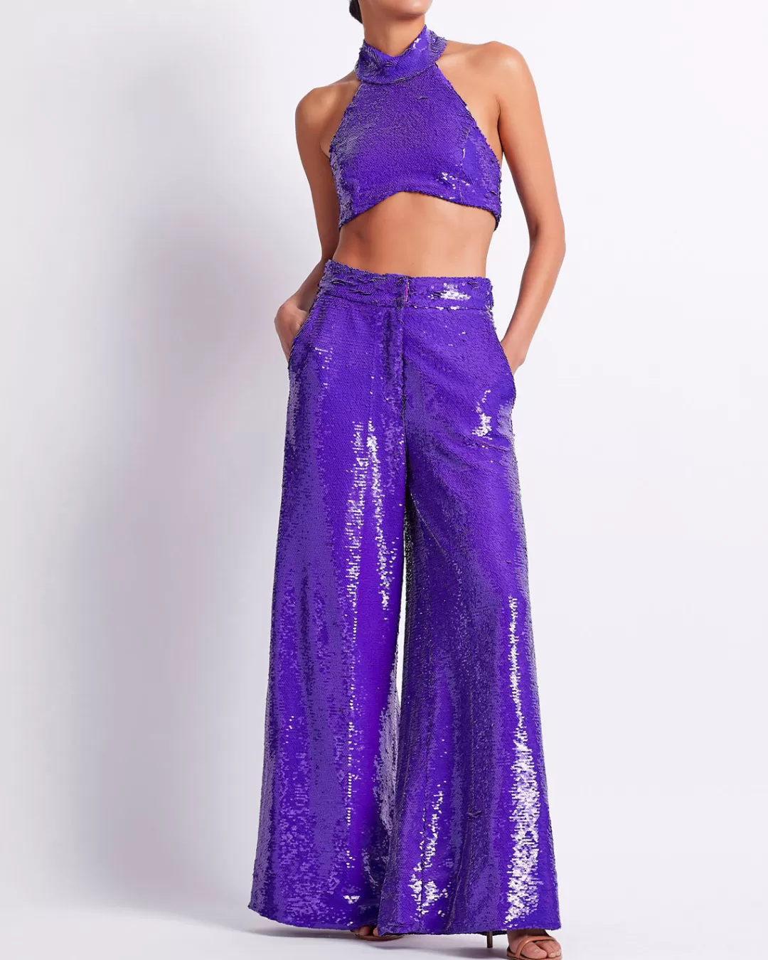 PatBO SEQUIN WIDE LEG PANT (FINAL SALE) Purple New
