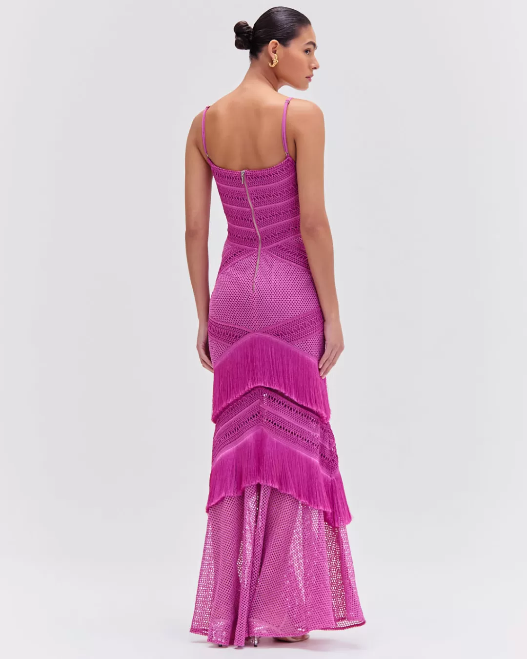 PatBO Sleeveless Fringe Maxi Dress Cerise Store