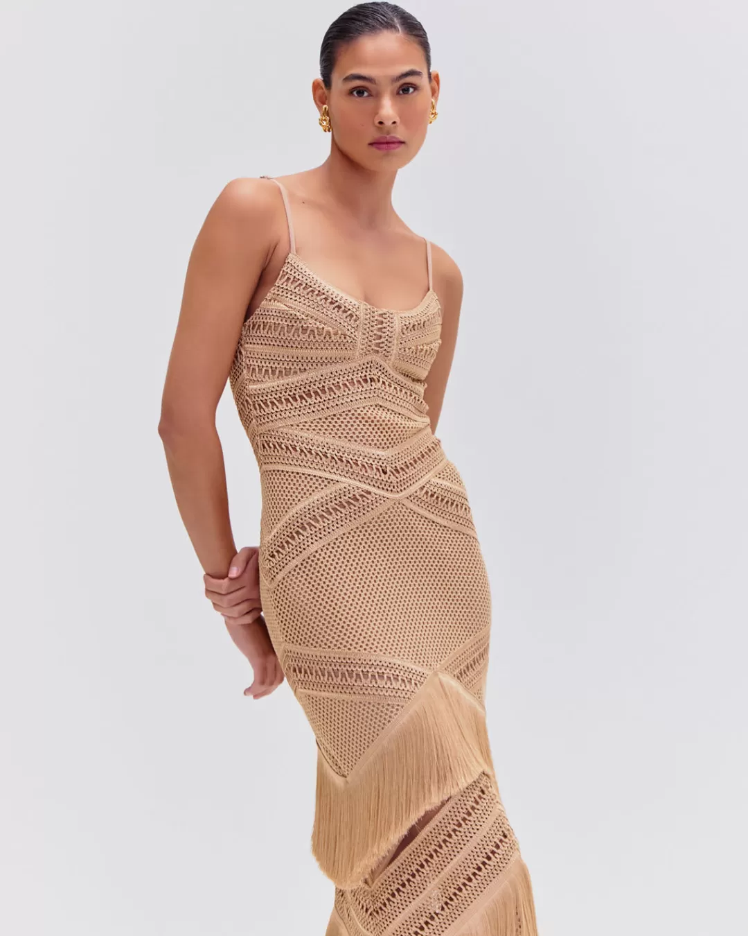 PatBO Sleeveless Fringe Maxi Dress (EXCLUSIVE) Gold Best