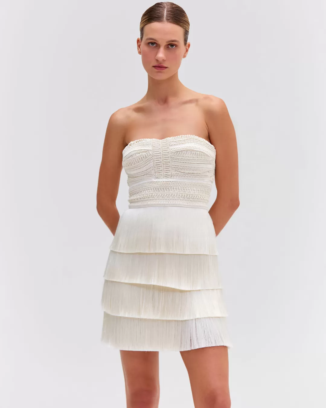 PatBO Strapless Fringe Mini Dress (FINAL SALE) White Cheap