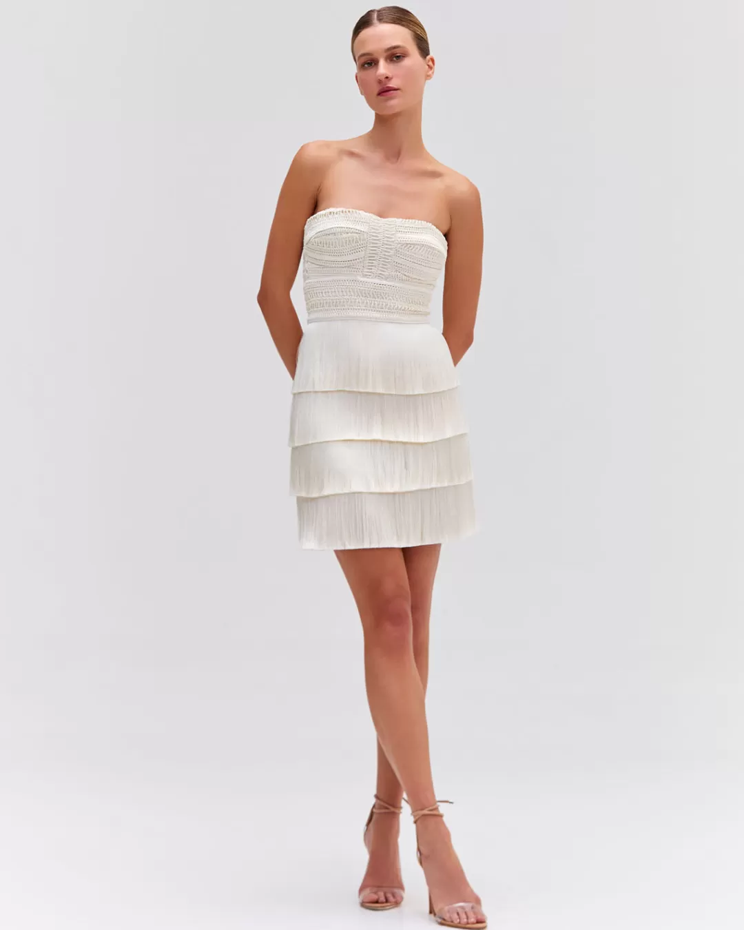 PatBO Strapless Fringe Mini Dress (FINAL SALE) White Cheap
