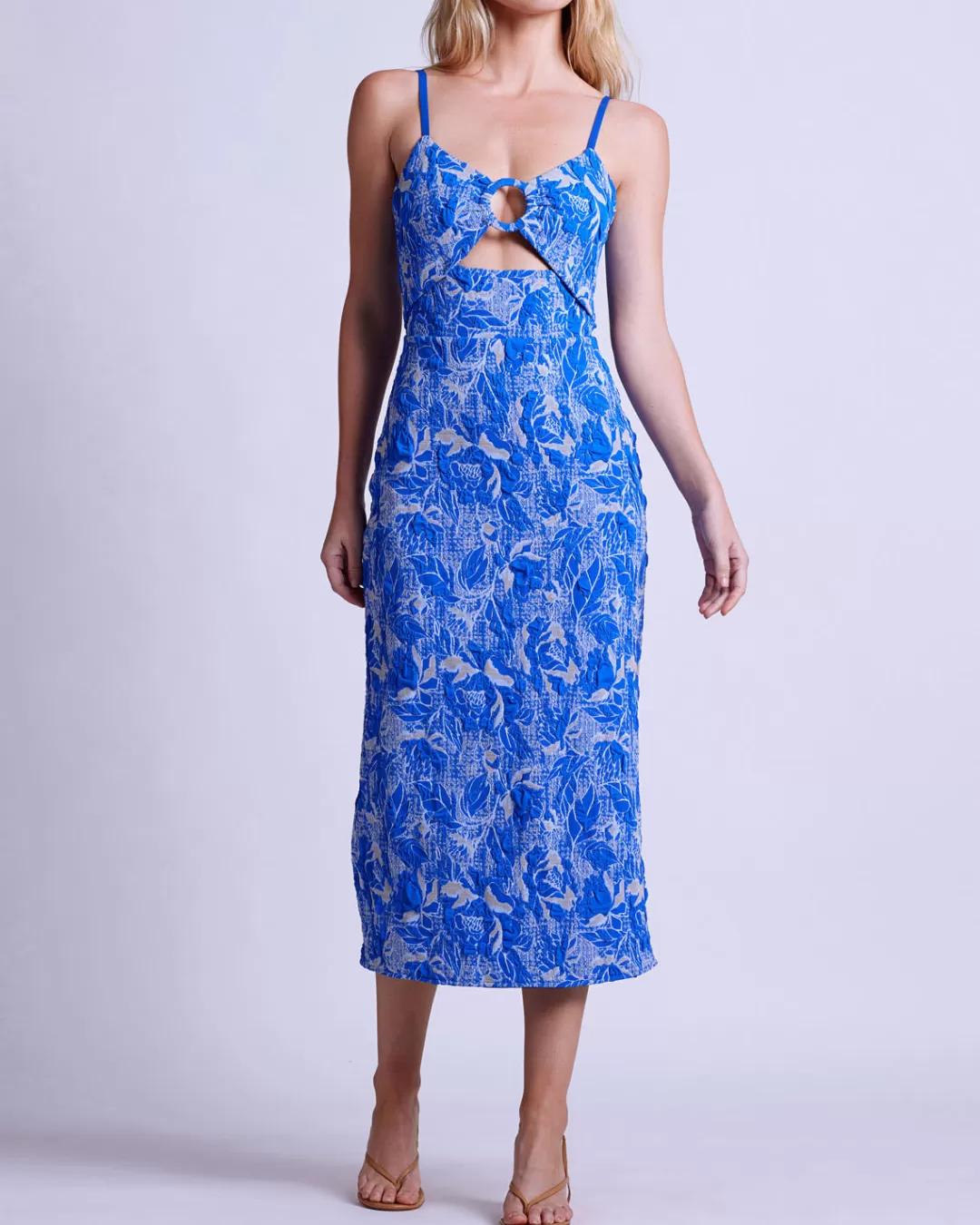 PatBO Stretch Jacquard Midi Dress (FINAL SALE) Lapis Cheap