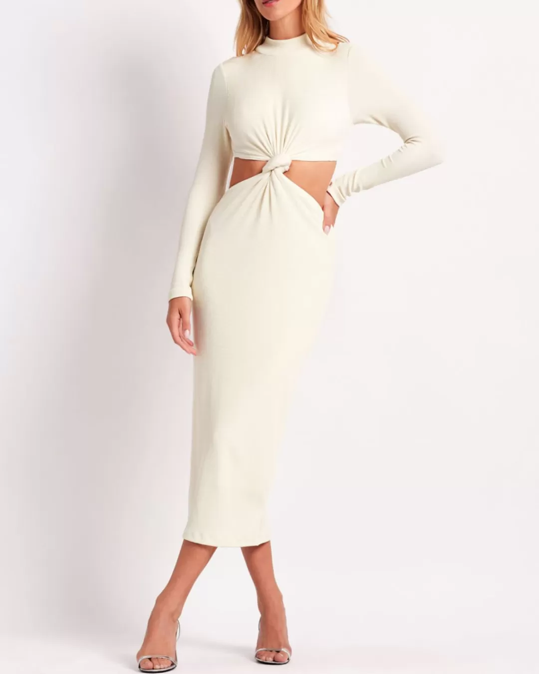 PatBO Stretch Knit Midi Dress (FINAL SALE) Ecru Cheap