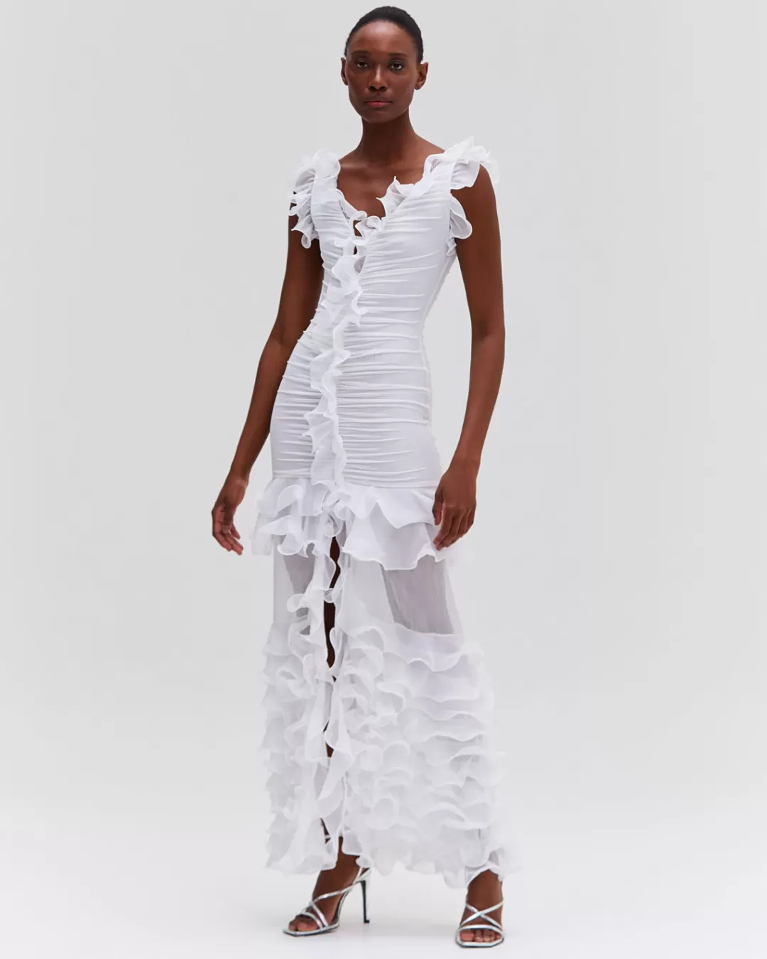 PatBO Stretch Tulle Maxi Dress (RUNWAY) White Cheap