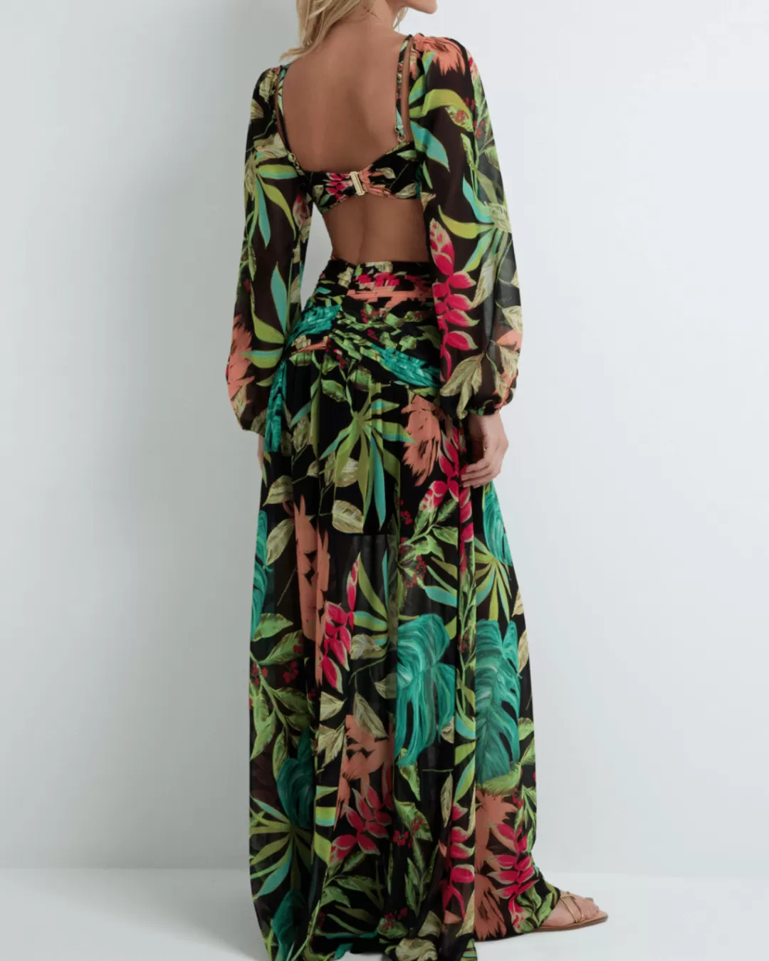 PatBO TROPICALIA STRETCH CROPPED TOP (FINAL SALE) Black Shop