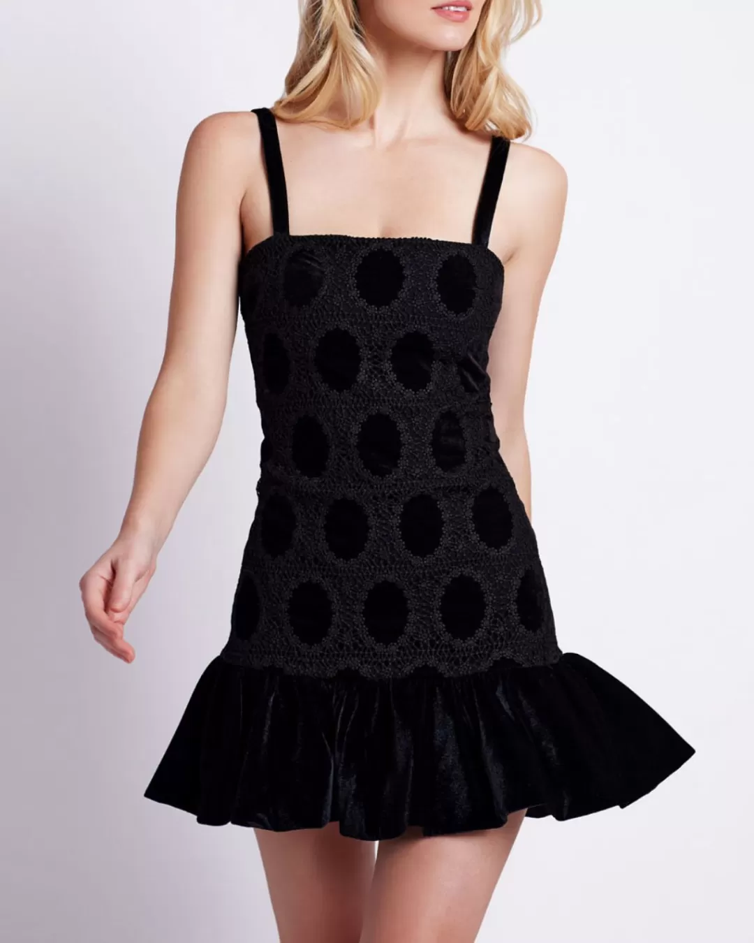 PatBO VELVET LACE SLEEVELESS MINI DRESS Black Hot