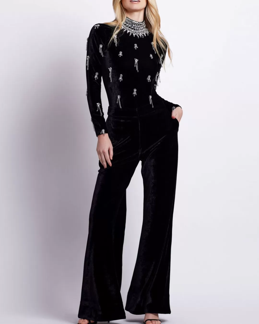 PatBO VELVET WIDE LEG PANT Black Online