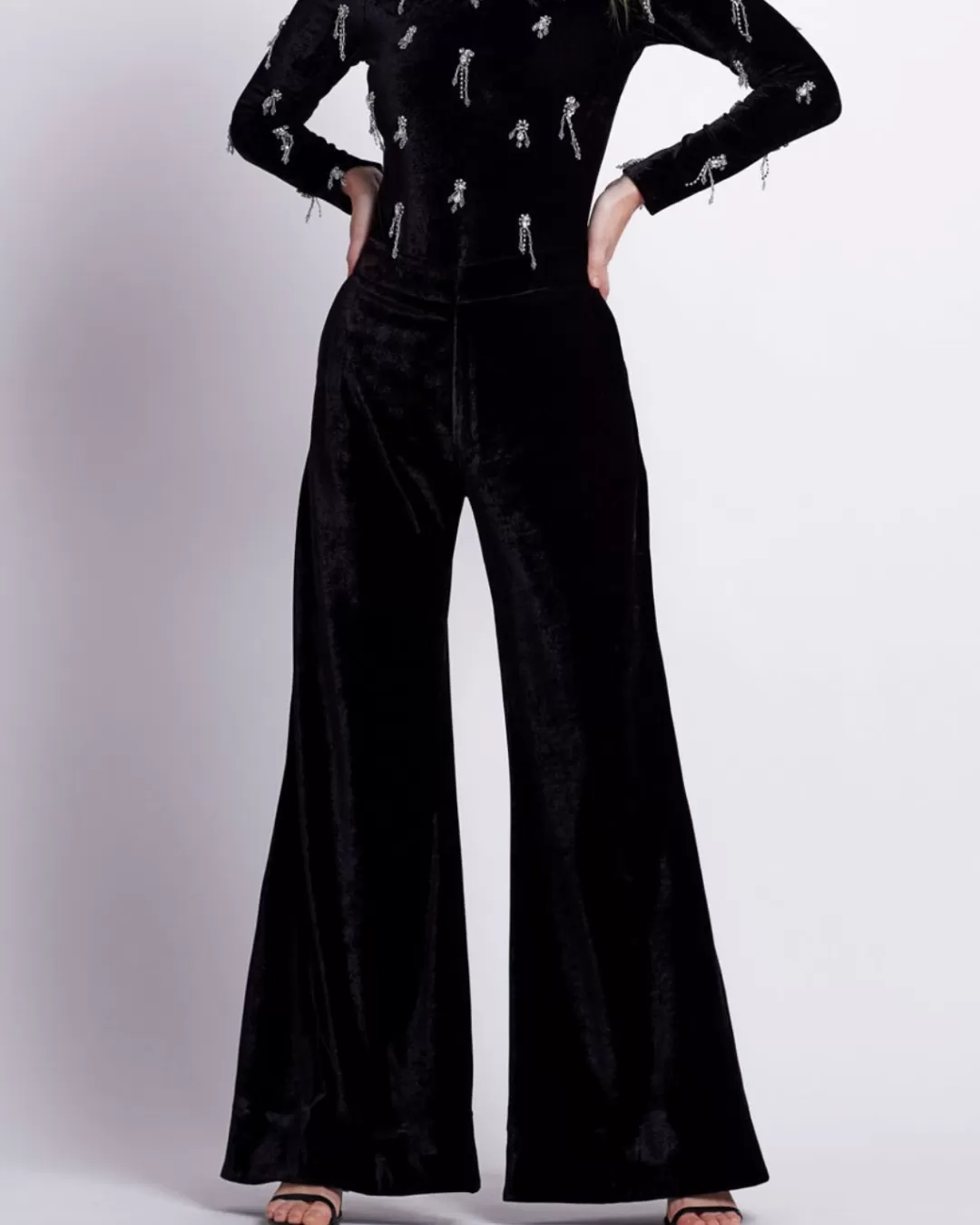 PatBO VELVET WIDE LEG PANT Black Online