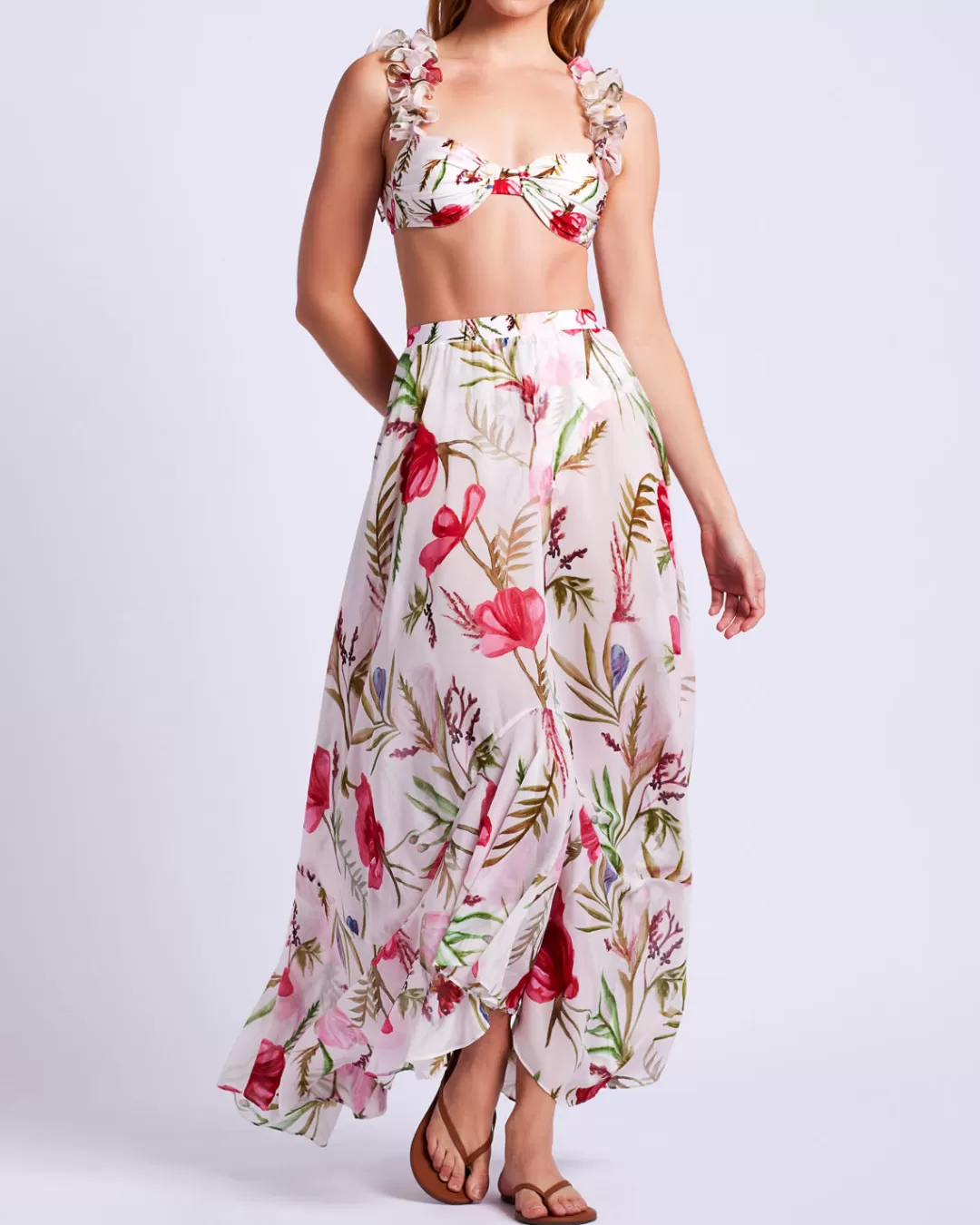 PatBO Viera Flutter Sleeve Bikini Top (FINAL SALE) White Outlet