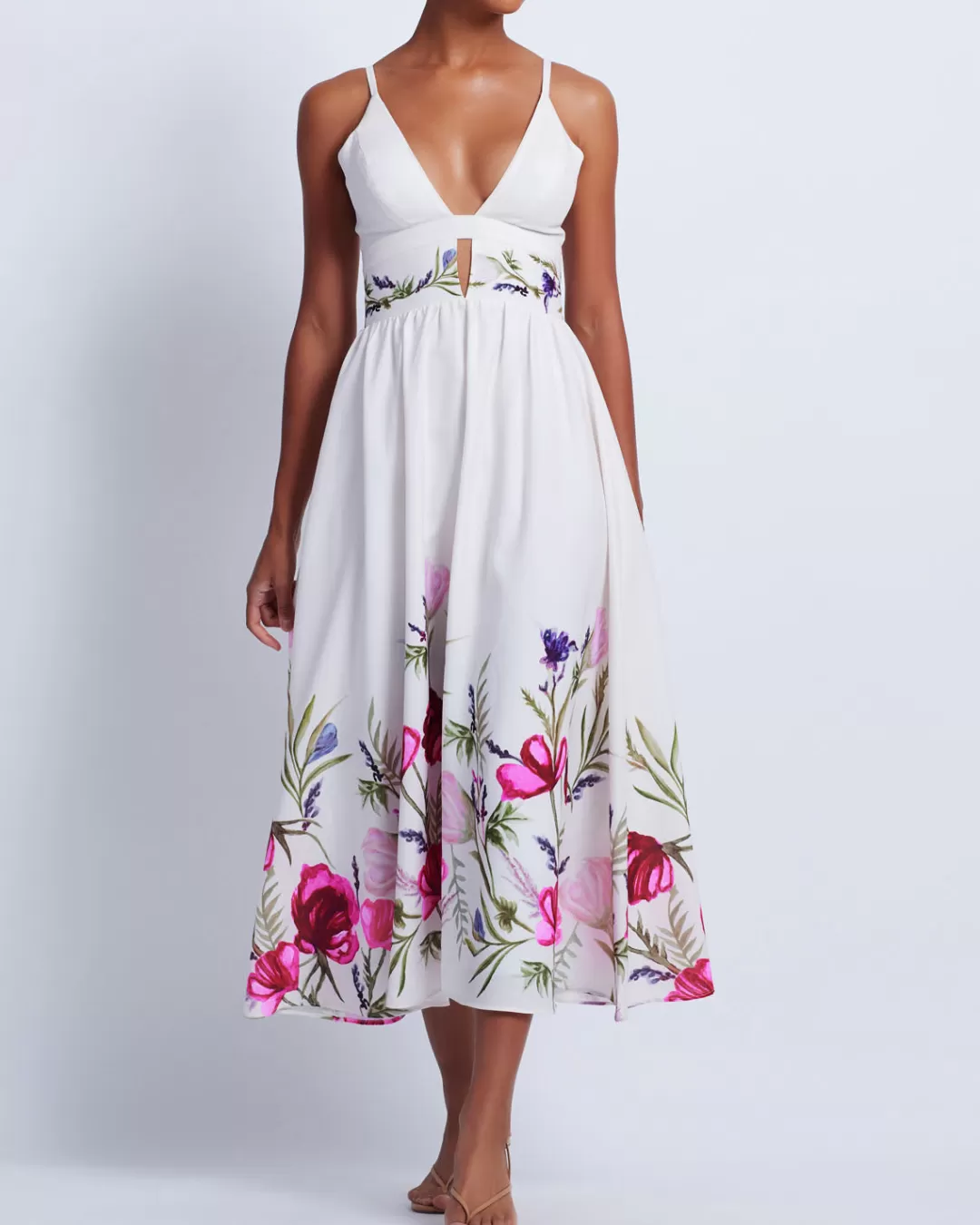 PatBO Viera V-Neck Midi Dress (FINAL SALE) White Cheap