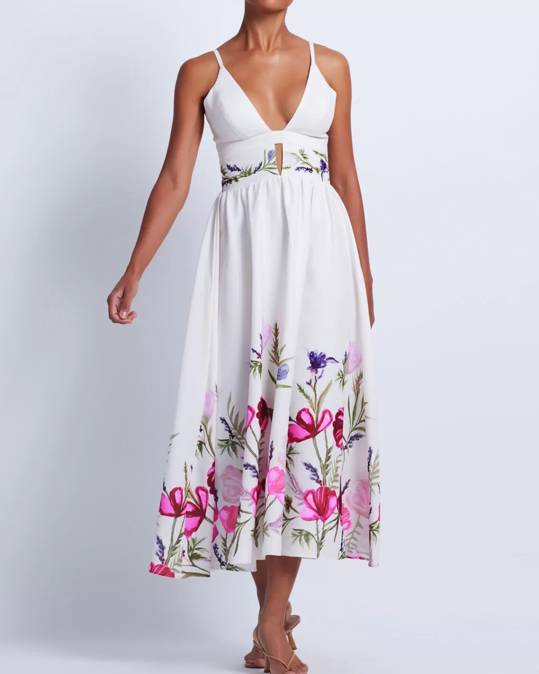 PatBO Viera V-Neck Midi Dress (FINAL SALE) White Cheap