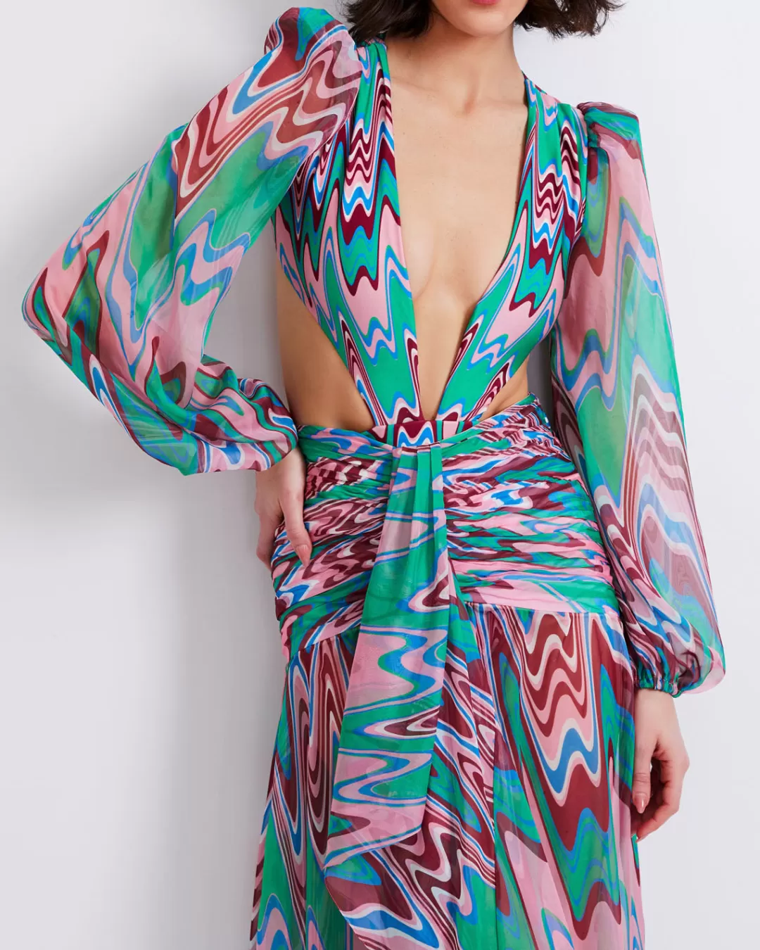PatBO Wave Cut-Out Bodysuit (FINAL SALE) Greenmulti New