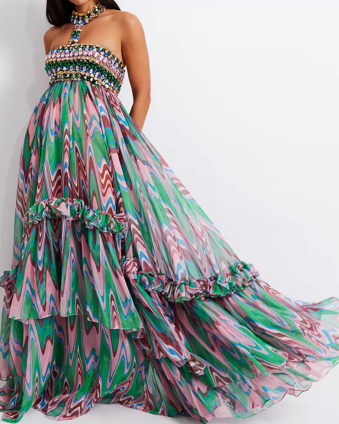 PatBO Wave Hand-Beaded Gown (EXCLUSIVE) (FINAL SALE) Greenmulti Store