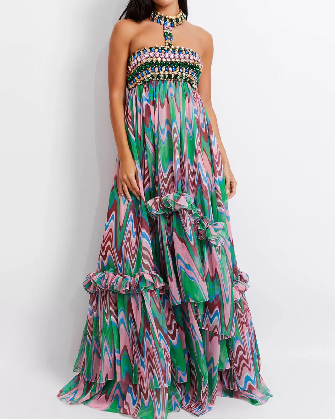 PatBO Wave Hand-Beaded Gown (EXCLUSIVE) (FINAL SALE) Greenmulti Store