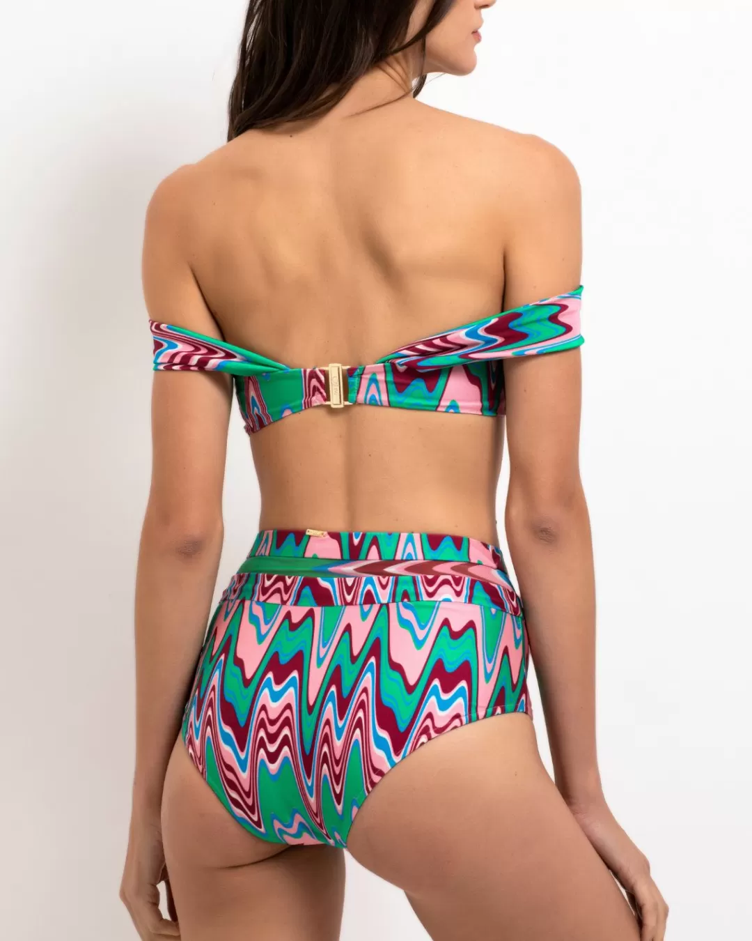 PatBO Wave Printed Mesh Bikini Bottom (FINAL SALE) Greenmulti Sale