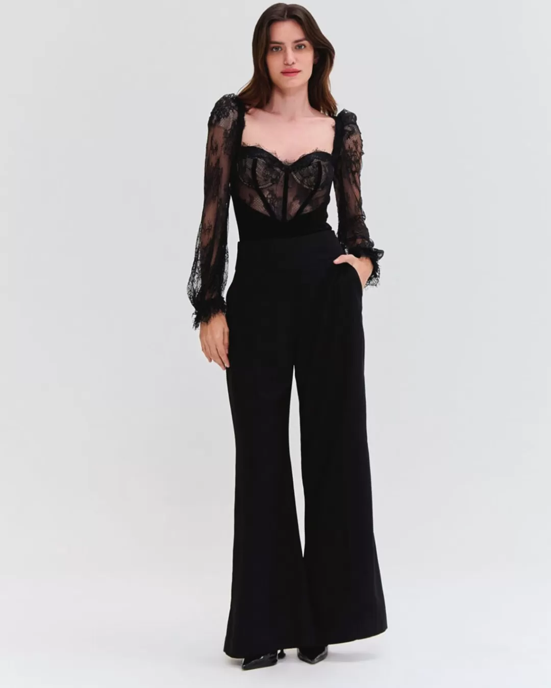 PatBO WIDE LEG CREPE PANT Black Flash Sale