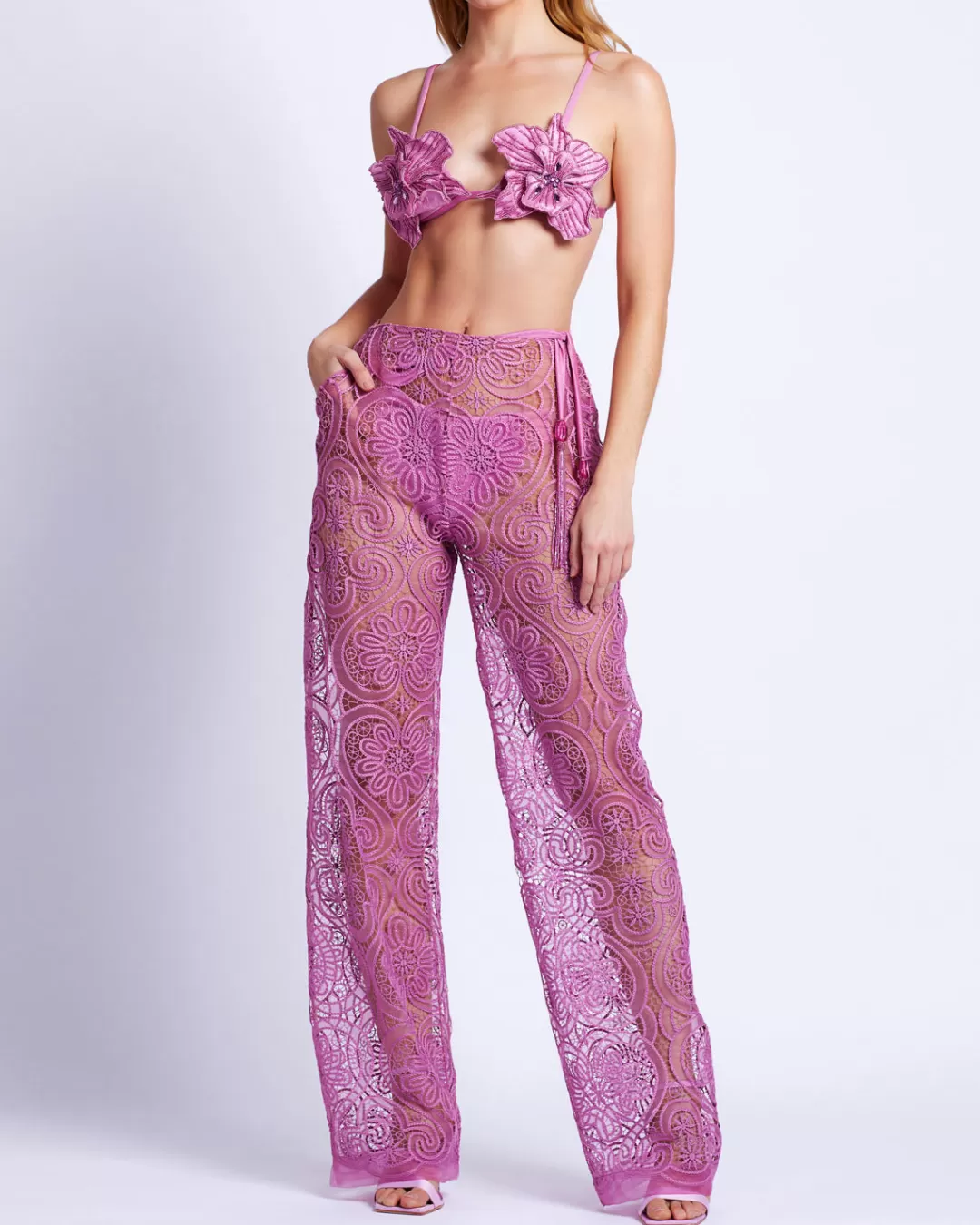 PatBO Wide Leg Lace Pants Orchid Cheap