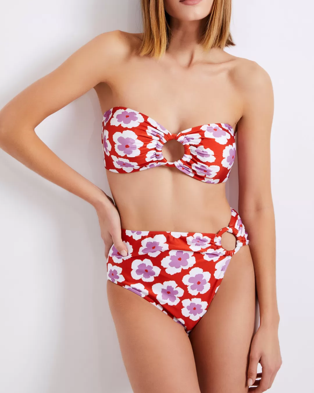 PatBO WINDFLOWER BANDEAU BIKINI TOP (FINAL SALE) Cherry Best