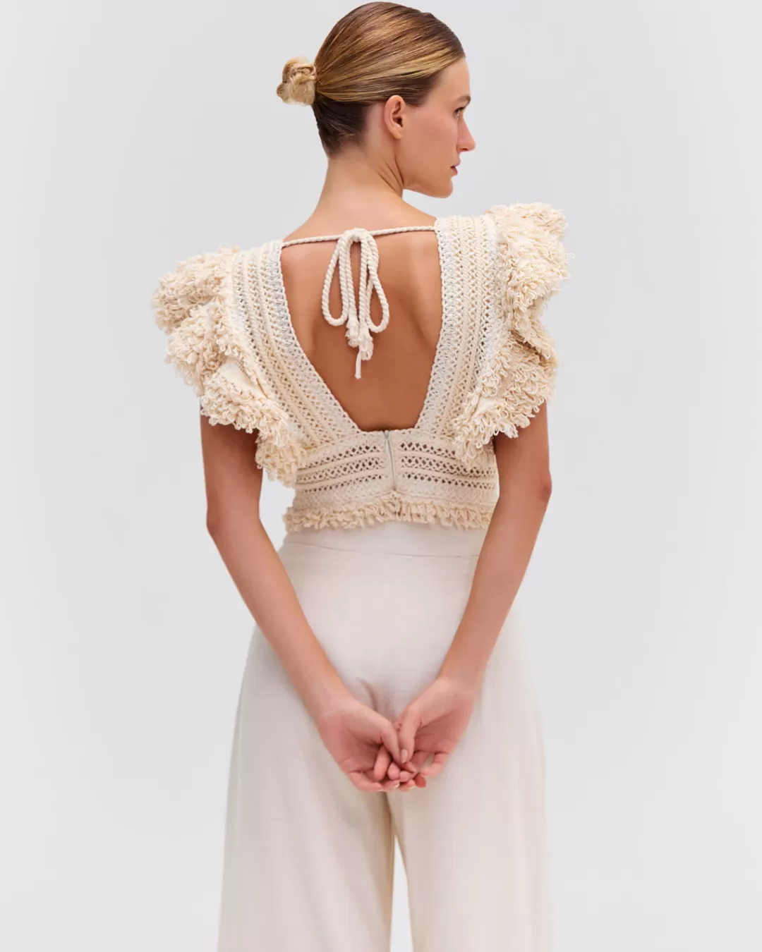 PatBO WOVEN TRIM BODYSUIT (RUNWAY) Wheat Clearance